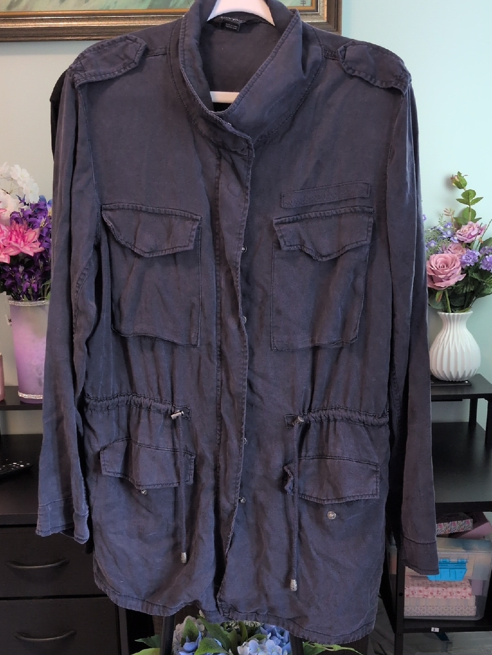 🐿️🐿️Buffalo David Bitton Navy Utility Jacket with Drawstring Waist